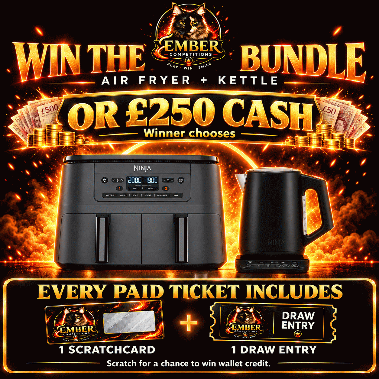 Win the Ninja Air Fryer & Kettle Bundle or £250 Cash