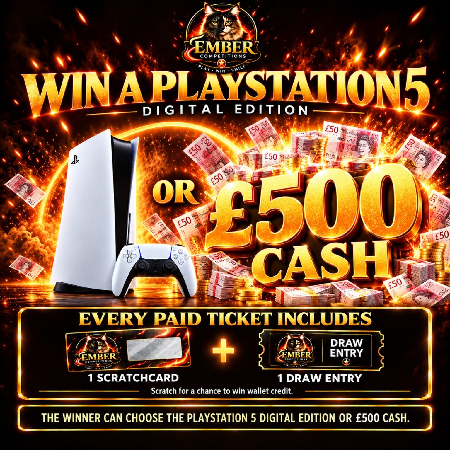 Win a PlayStation 5 Digital Edition or £500 Cash
